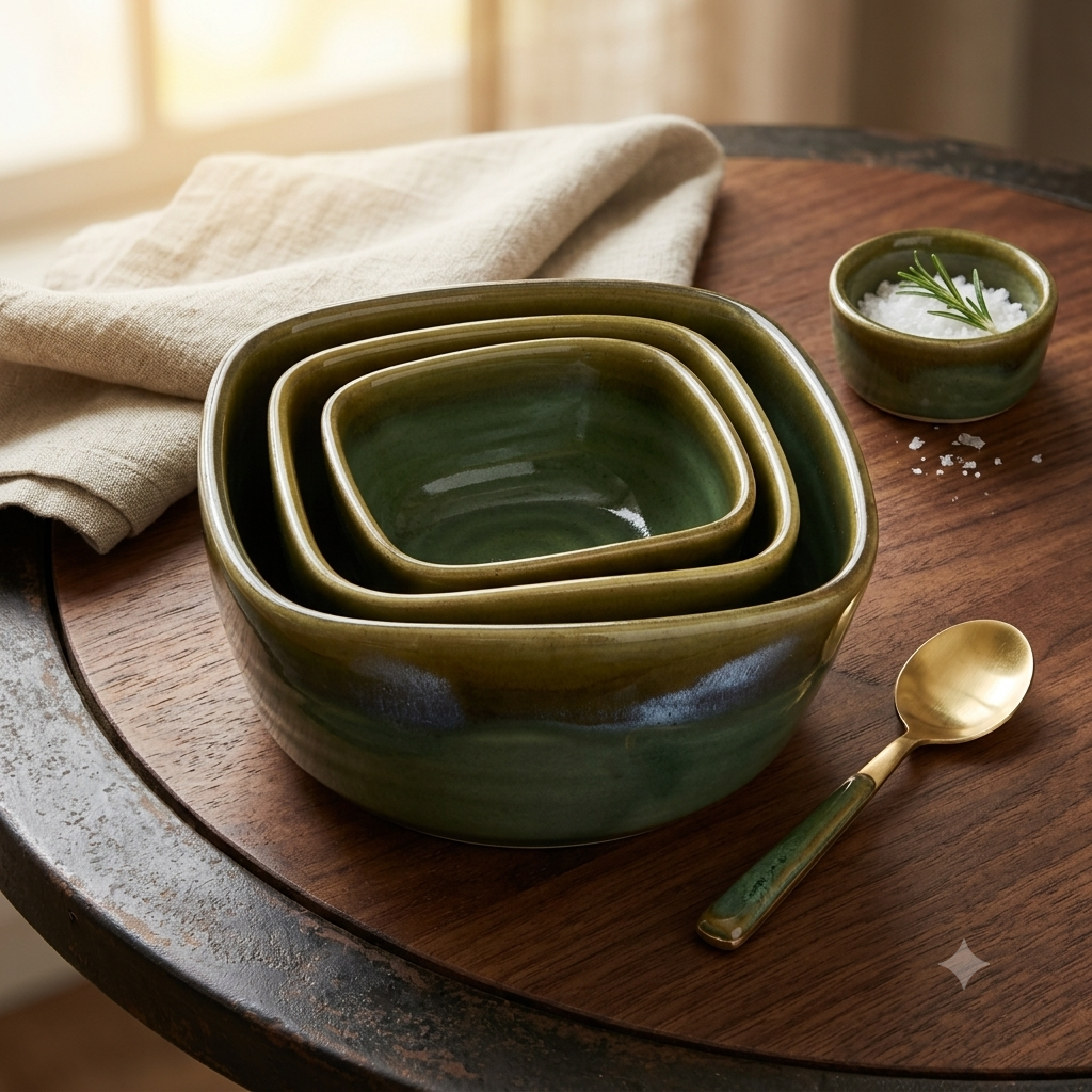 Serene Sage Bowl - Set of 3