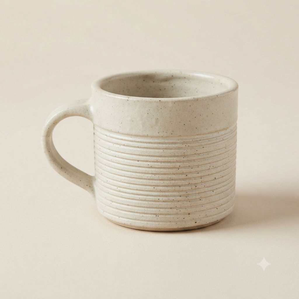 Warm & Inviting Ribbed Cream Mug