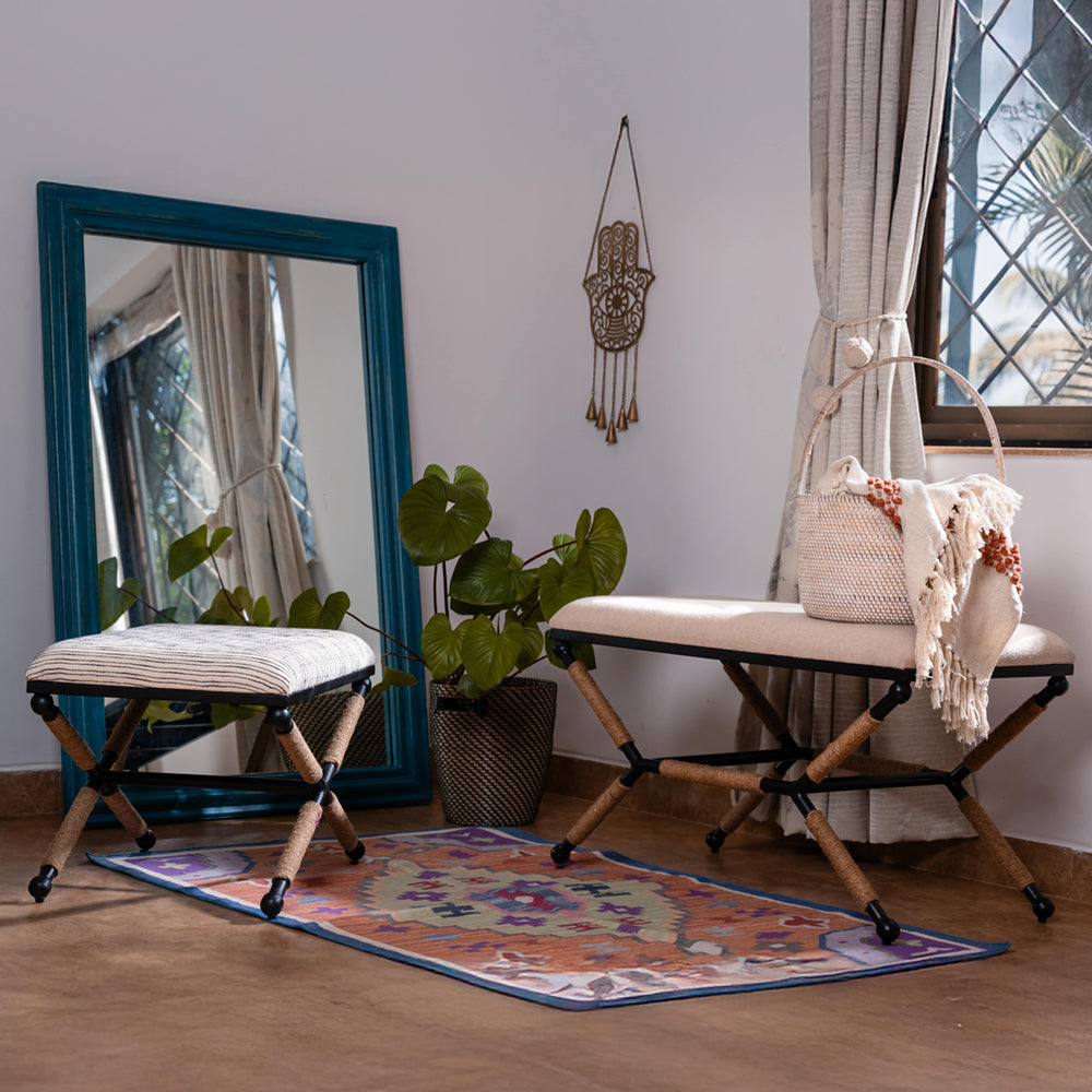 Upholstered Rustic Bench