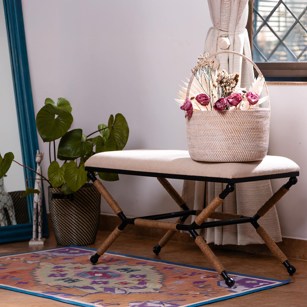 Upholstered Rustic Bench