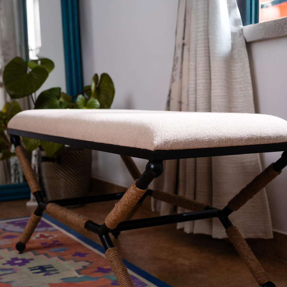 Upholstered Rustic Bench