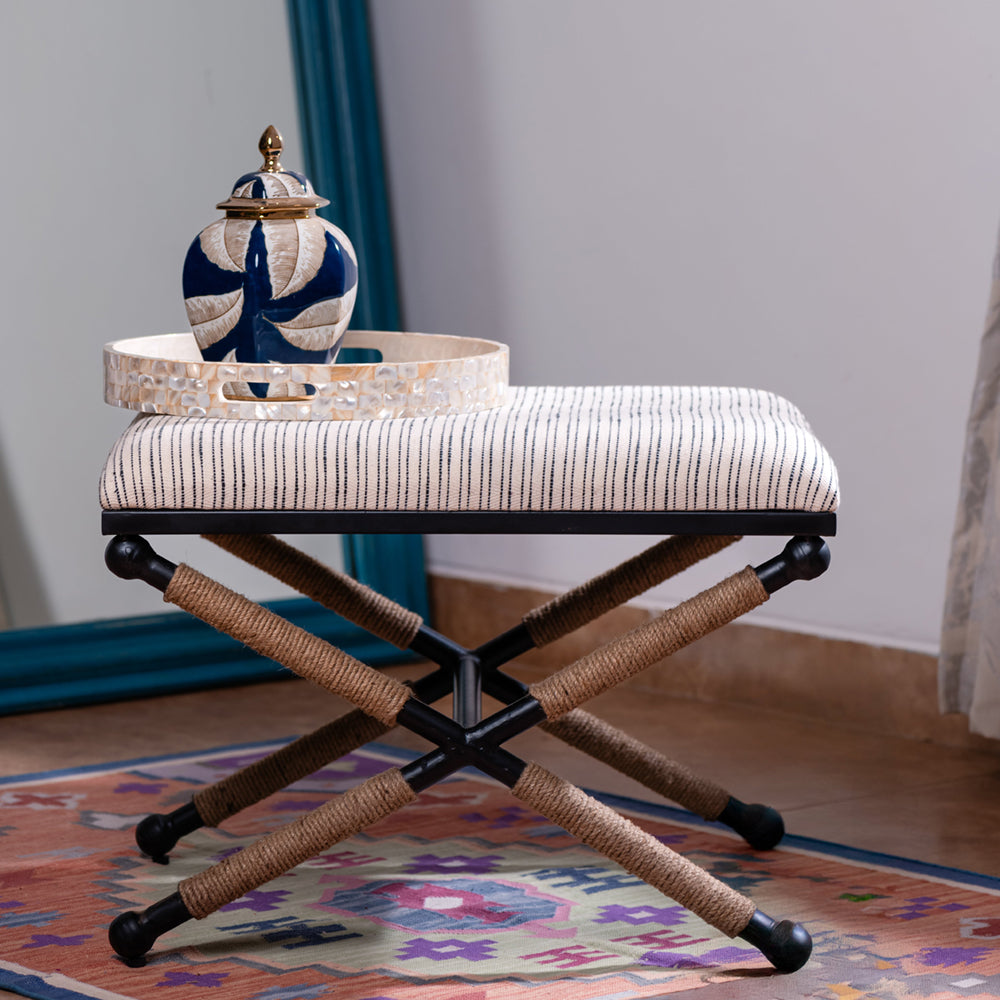 Upholstered Bench With Jute Legs