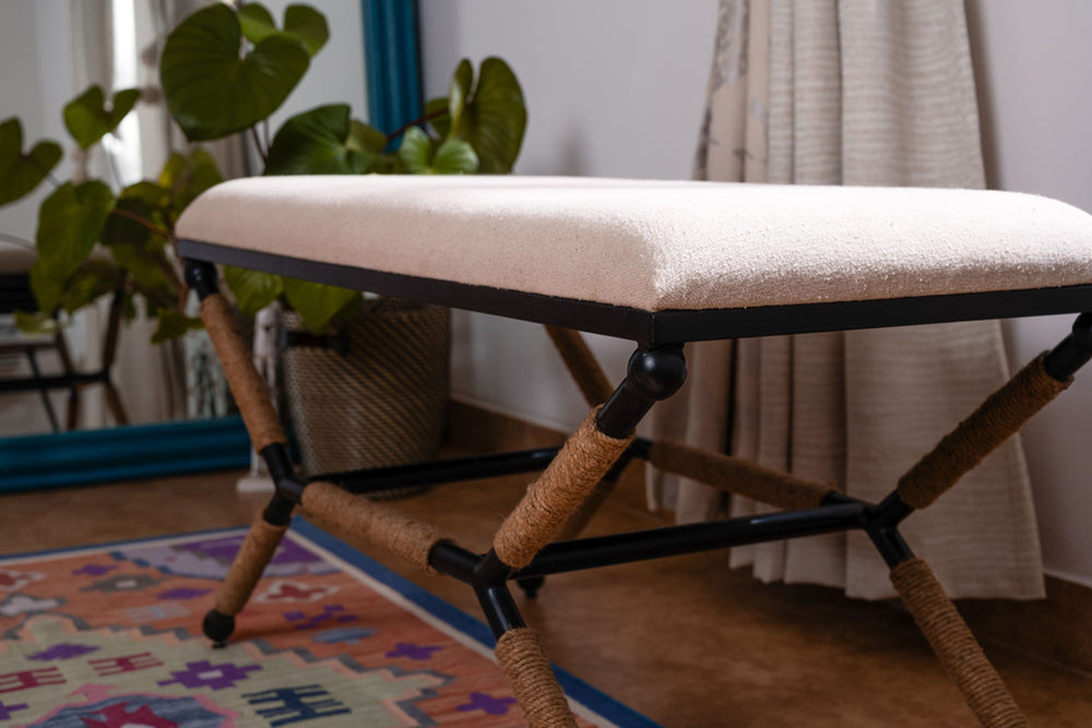 Upholstered Rustic Bench