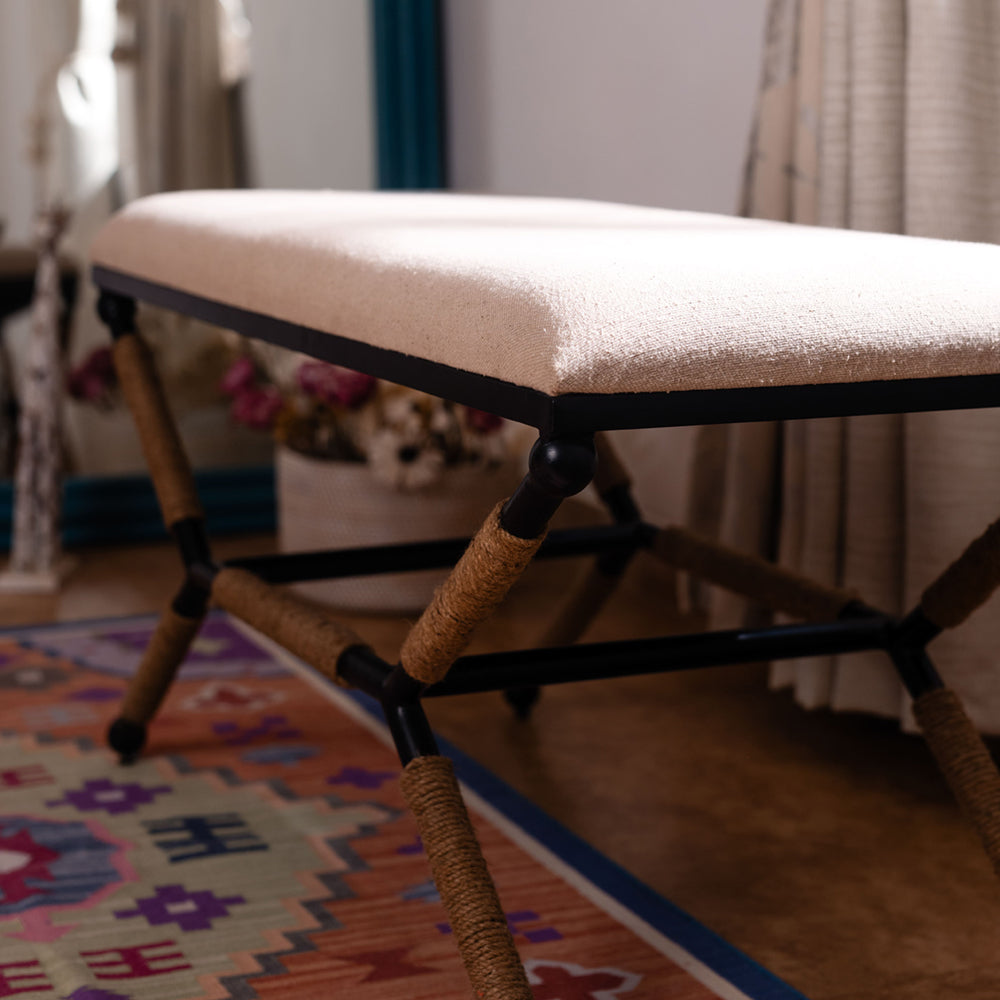 Upholstered Rustic Bench