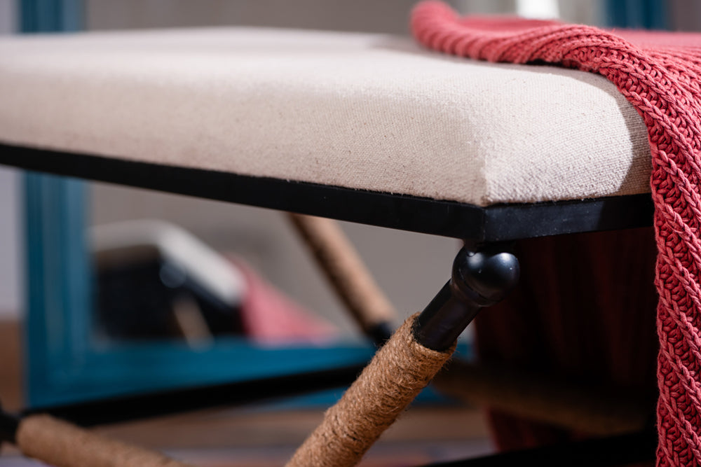 Upholstered Rustic Bench