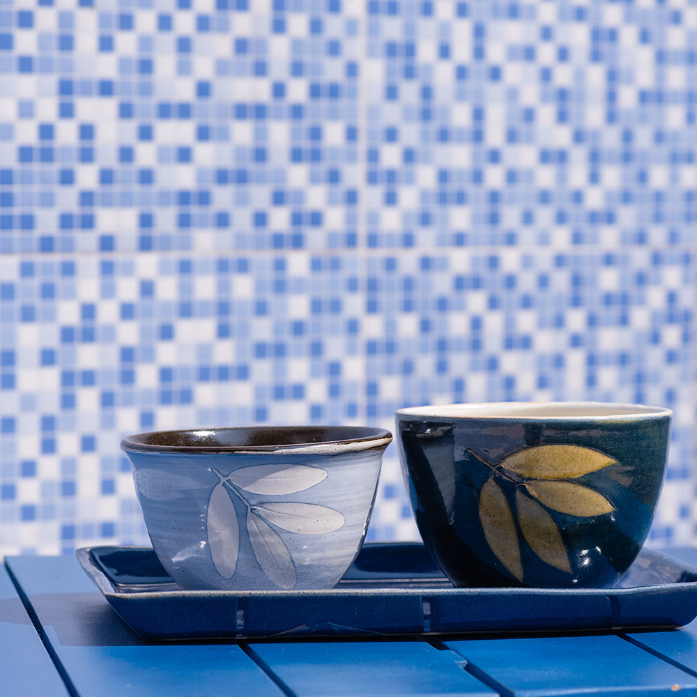 Blue Azure Four Leaf Bowl Medium - Set of 2