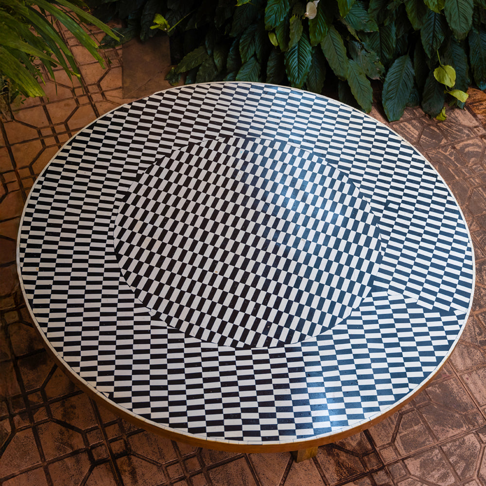 Wooden Table Coffee Round Inlay