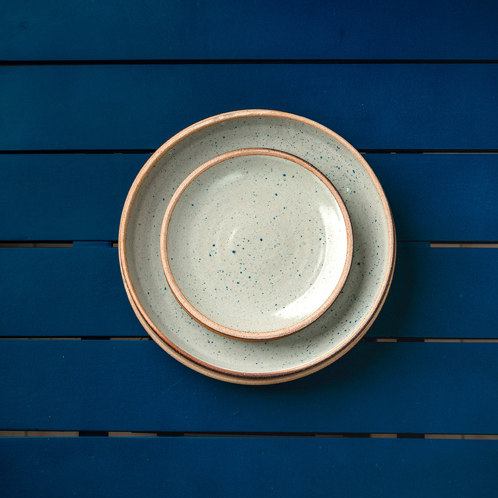 Blue Azure Quarter Plate Spotted - Set of 2