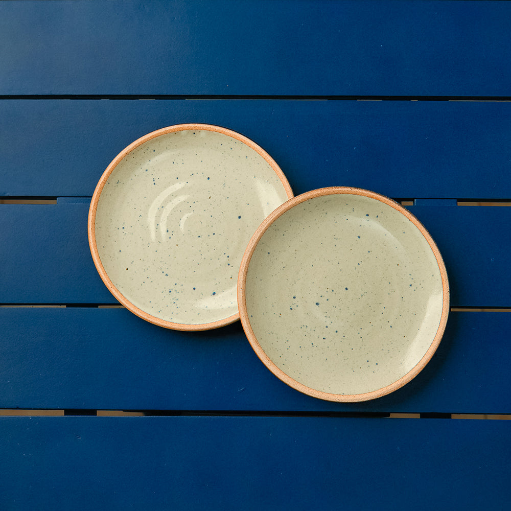 Blue Azure Quarter Plate Spotted - Set of 2