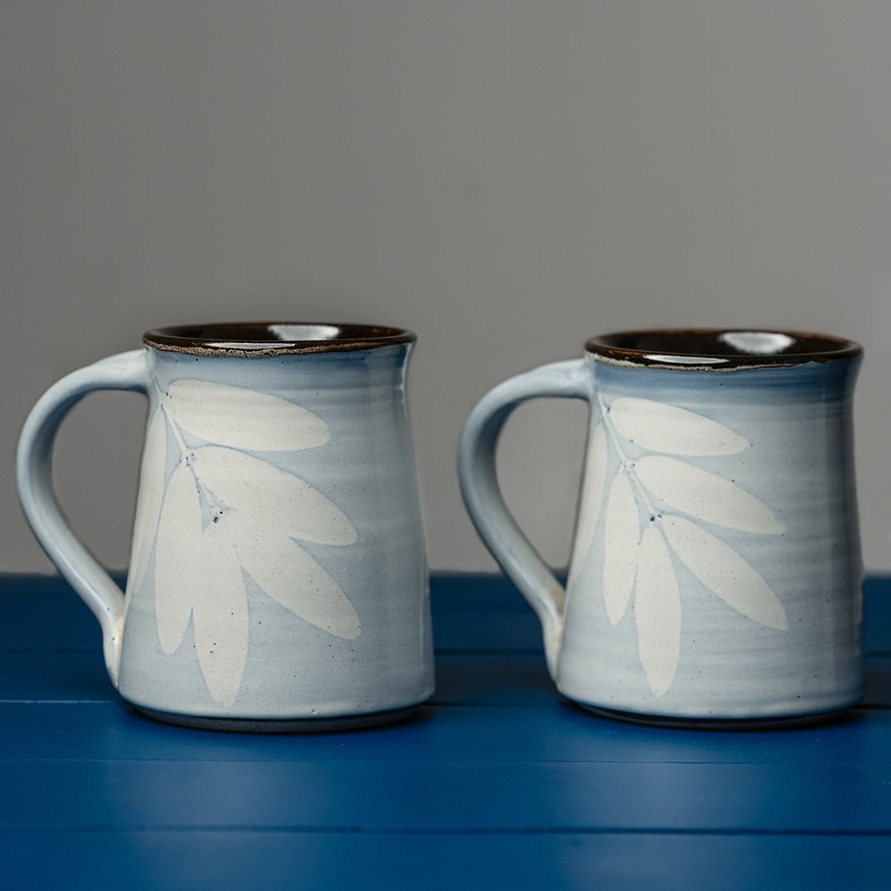 Blue Azure Six Leaf Coffee Mug Set of 2