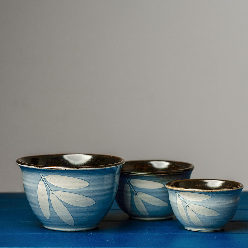 Blue Azure Four Leaf Bowl Large - Set of 2