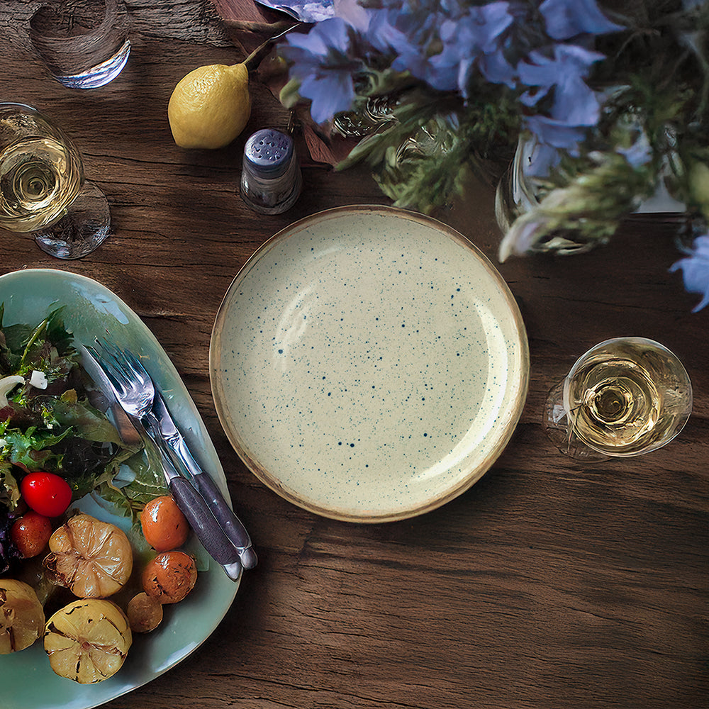 Blue Azure Quarter Plate Spotted - Set of 2