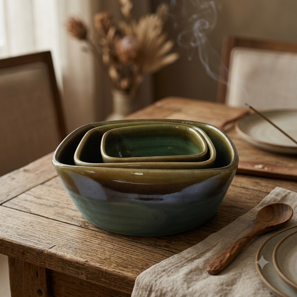 Serene Sage Bowl - Set of 3