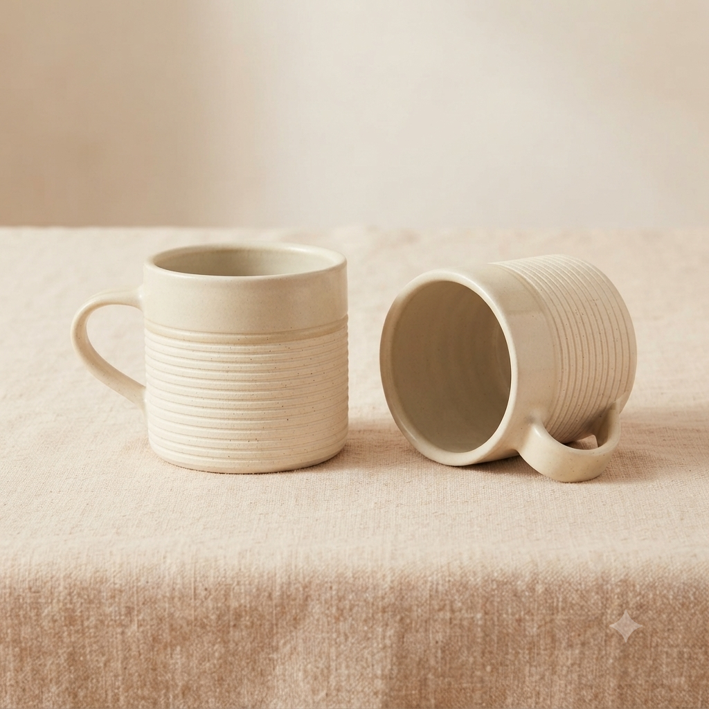 Warm & Inviting Ribbed Cream Mug