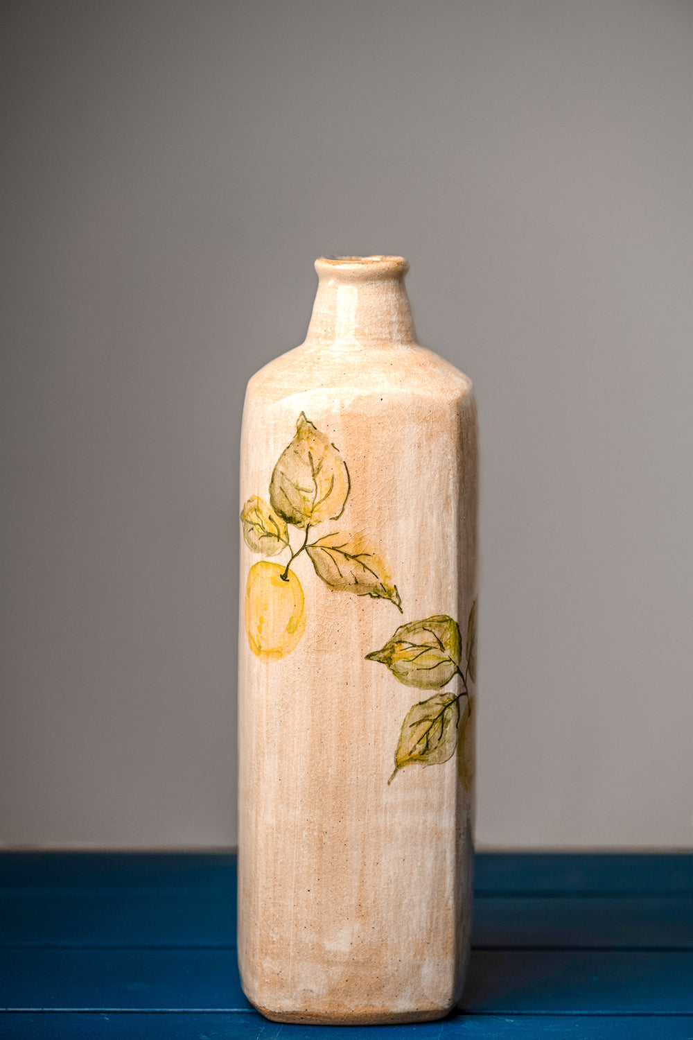 Ivory Wisper Vase Handpainted Leaves