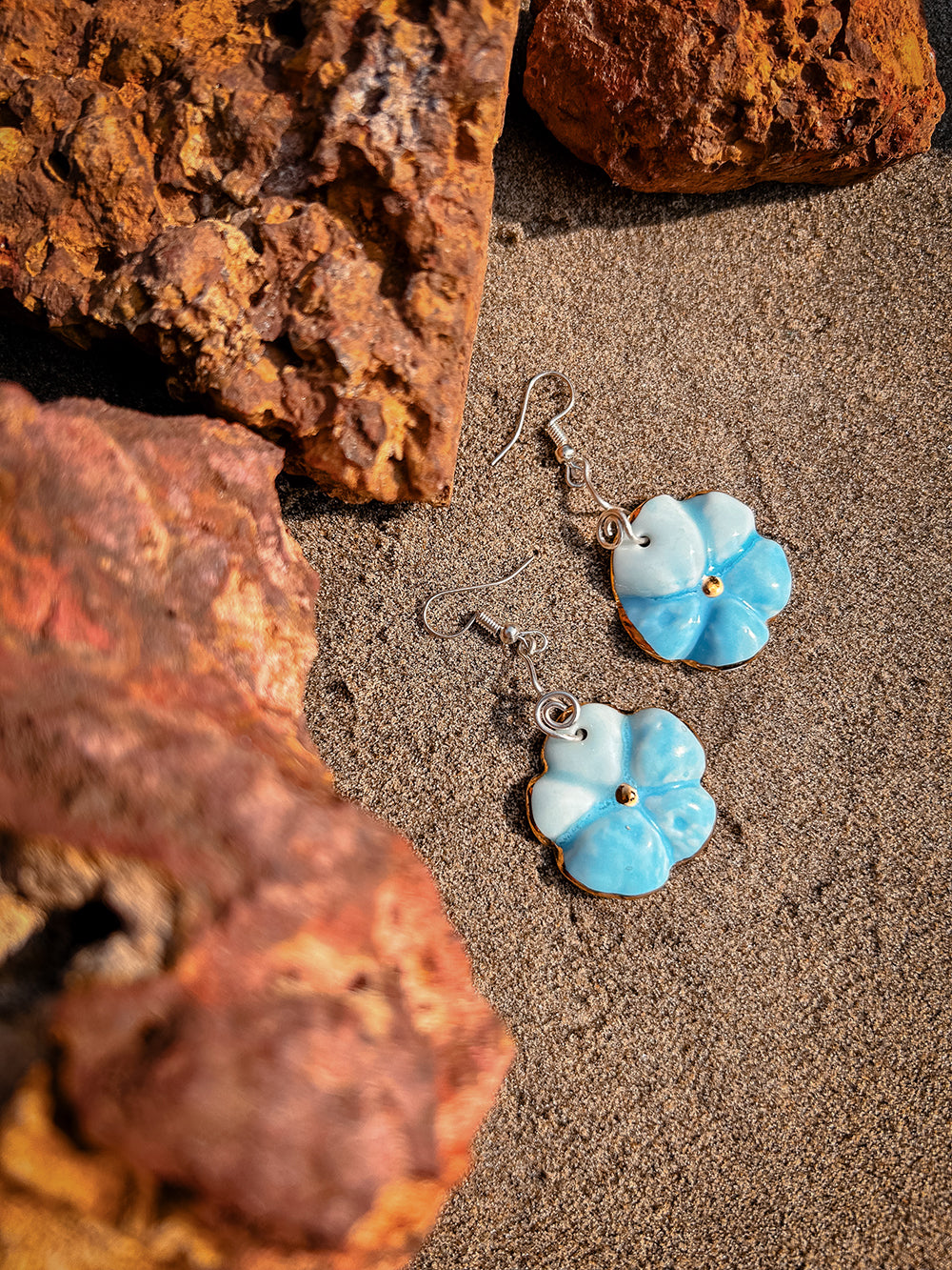 Blue Earrings Flower