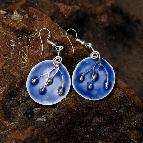 Blue Earrings Round