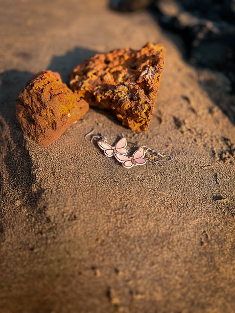 Pink Earrings Butterfly