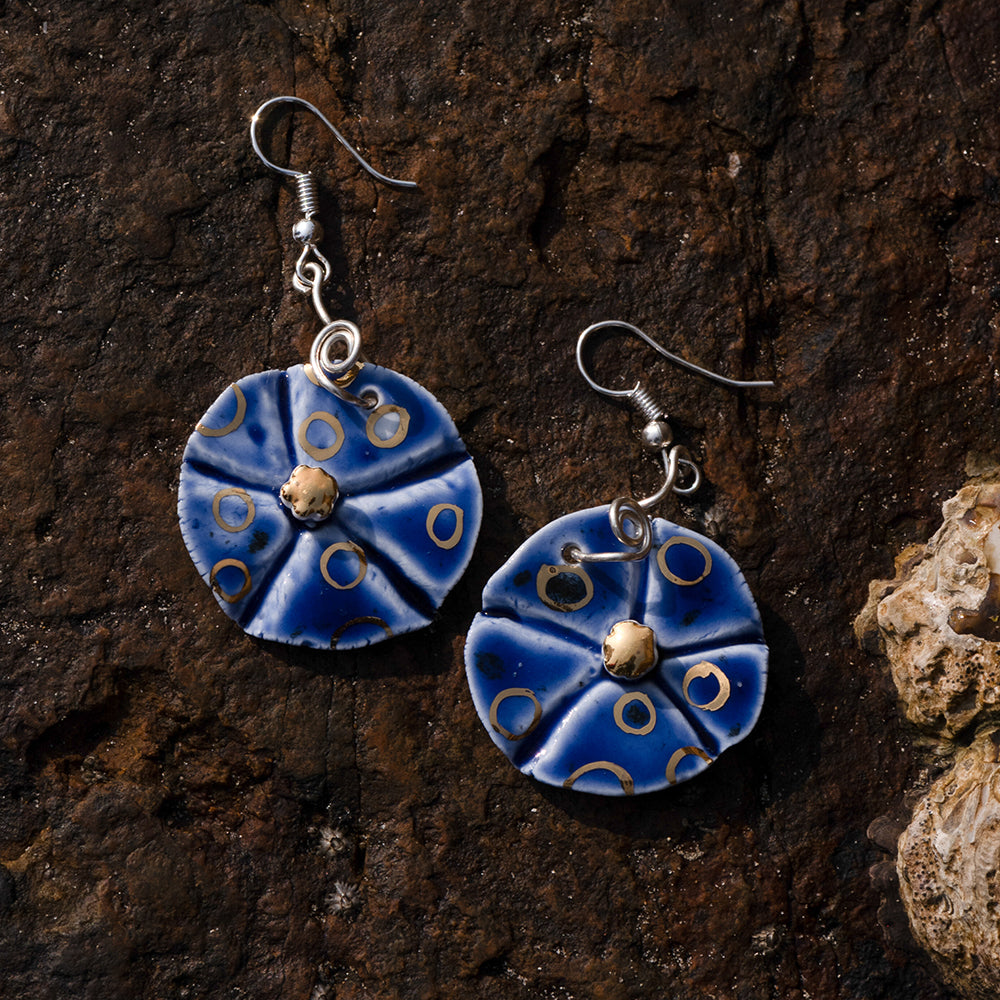 Blue Earrings Round