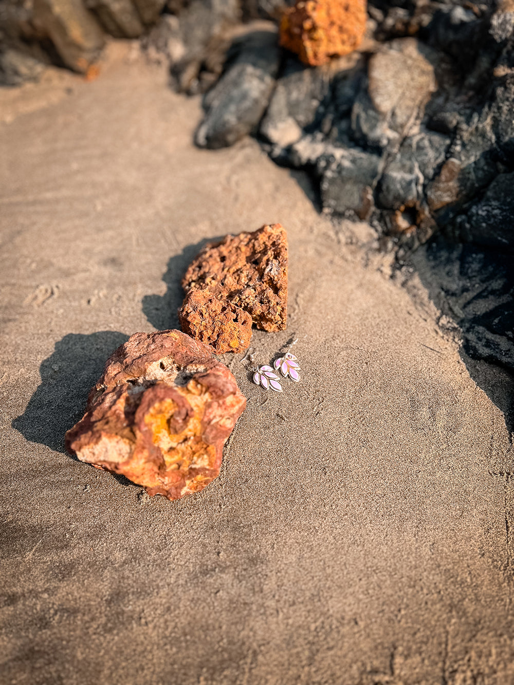 Pink Earrings Leaf