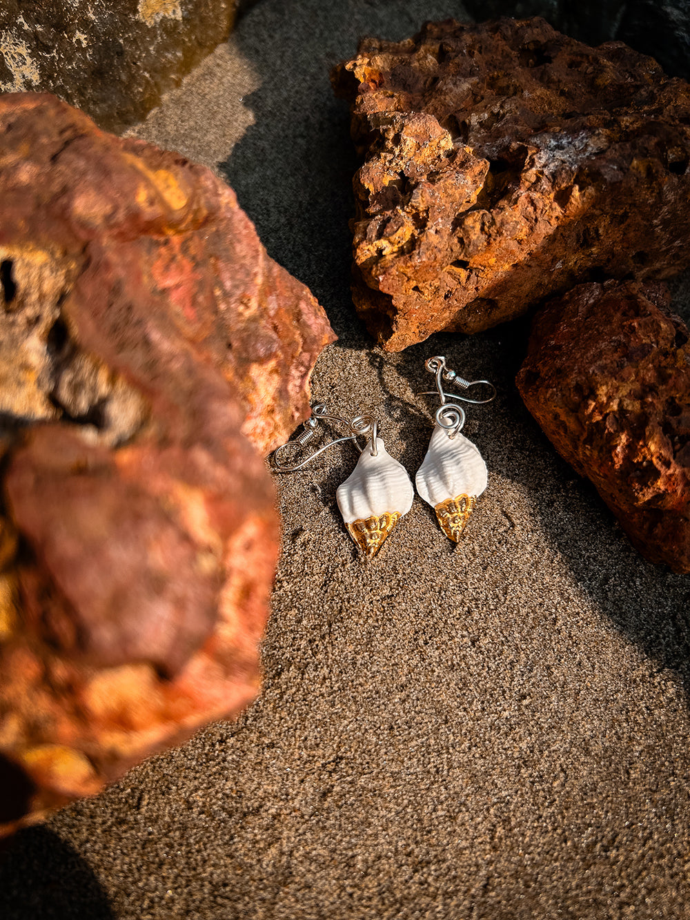 White Earrings Shell