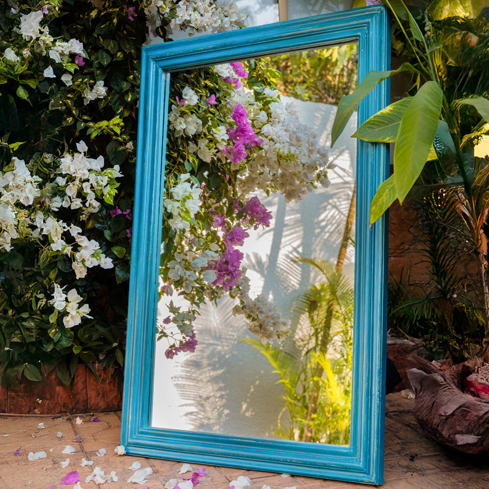 Wooden Mirror Ribbed