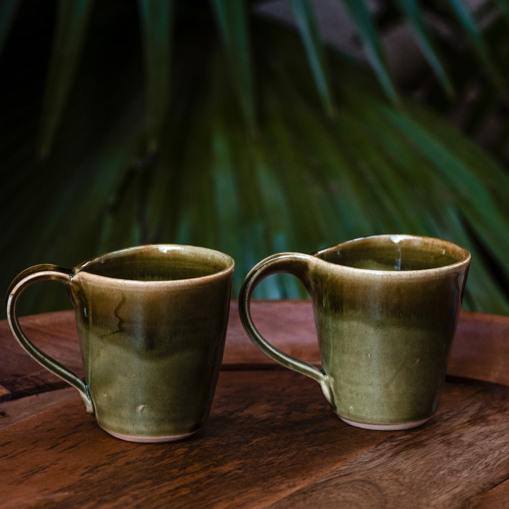 Serene sage Coffee Cup Cut Handle Espresso