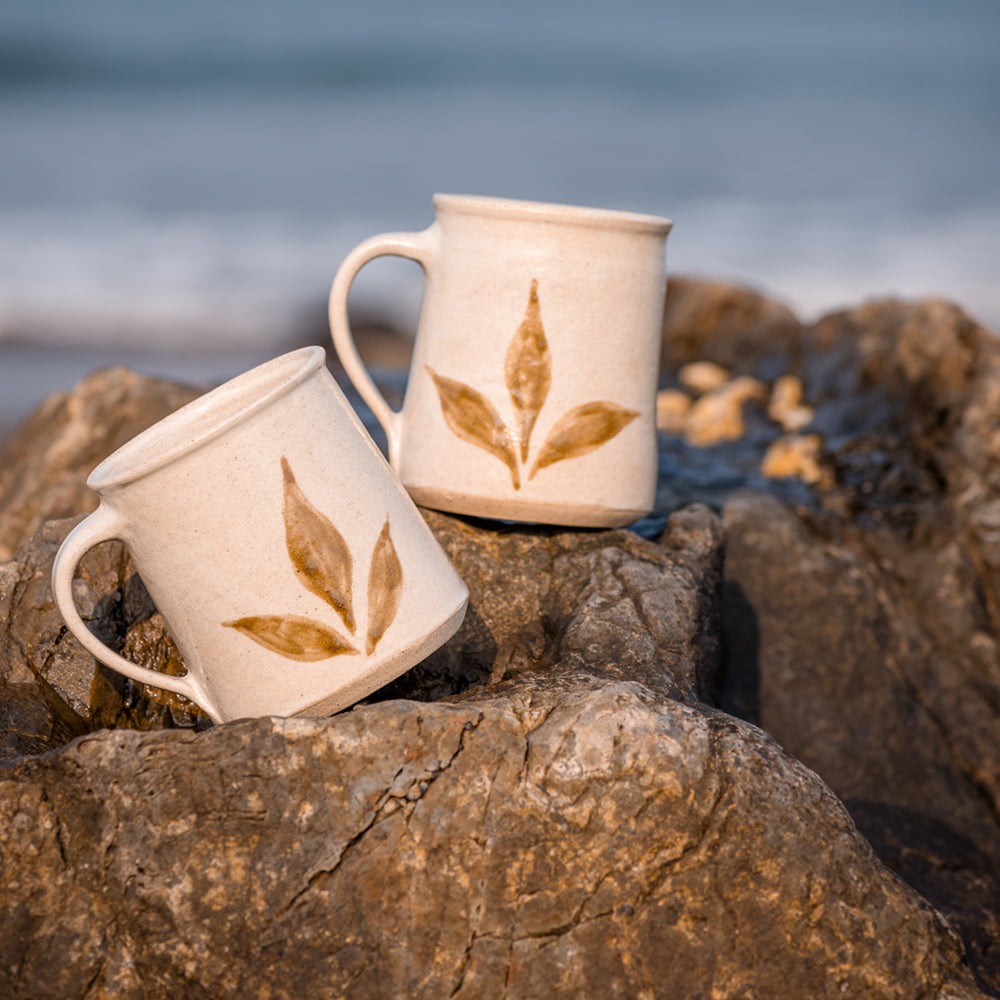 Ivory Whisper Leaf Cup   Set of 2