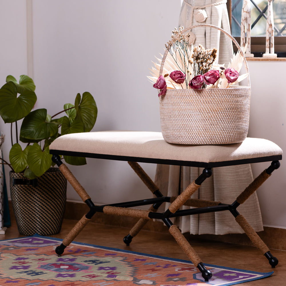 Upholstered Rustic Bench
