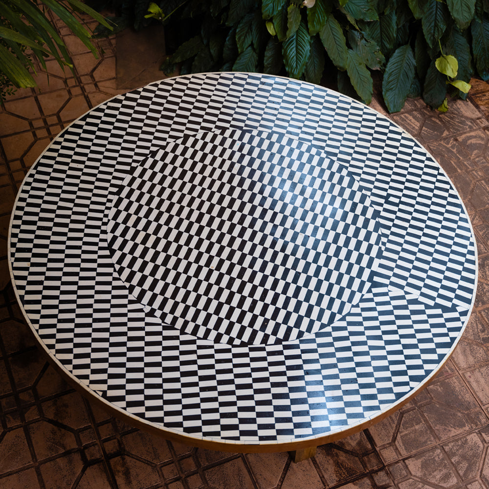 Wooden Table Coffee Round Inlay