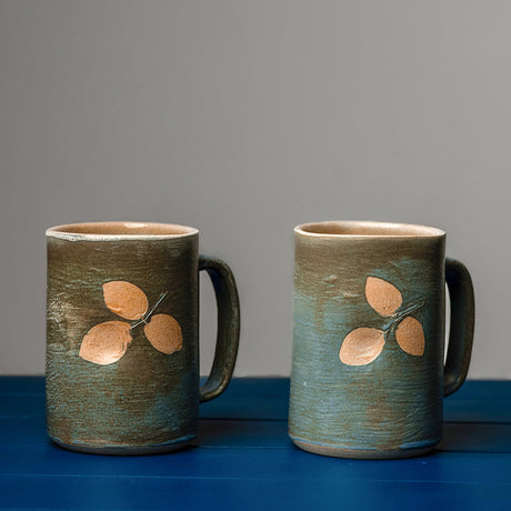 Three Leaf Beer Mug   Set of 2