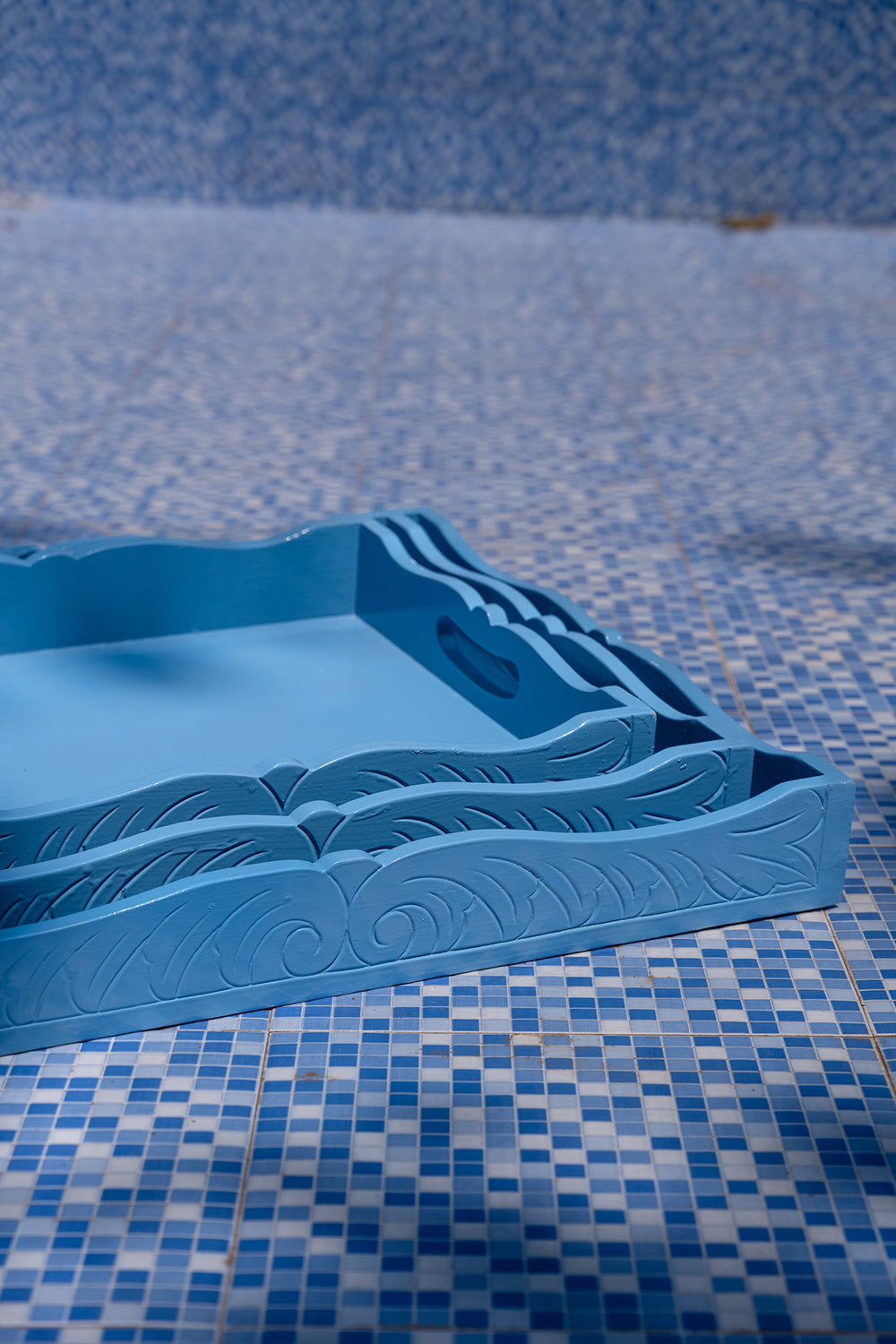 Carved Tray Wooden - Set of 3